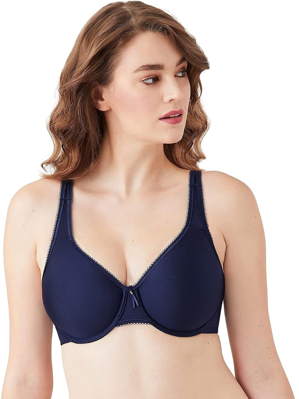 NWT Wacoal Basic Beauty Full Figure Seamless Underwire Bra 855192 Navy Blue 38DD